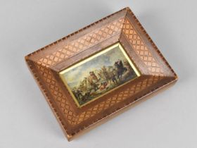 A Miniature Oil Depicting The Charge of The Light Brigade, Set in Rectangular Inlaid Frame, 15x12cms