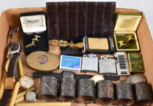 A Collection of Sundries to include Pocket Lighters, Gents Cufflinks, Sovereign and Half Sovereign