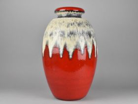 A Vintage West German Fat Lava Glazed Tall Vase, 50cms High