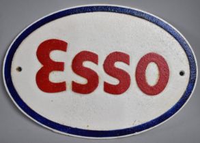 A Reproduction Cold Painted Cast Metal Oval Sign for Esso, 32cms Wide, Plus VAT