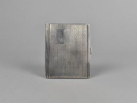A Silver Cigarette Case, with Engine Turned Decoration and Monogram, Birmingham Hallmark, 104g