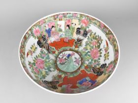 A Large 20th Century Chinese Famille Rose Bowl Decorated in the Usual Manner with Court Scenes etc