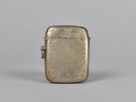 A Late 19th Century Silver Plated Vesta Case with Chased Scrolled Decoration, 5cm high