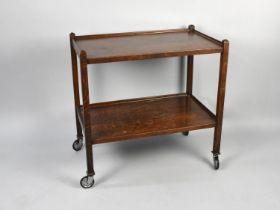 A Mid 20th Century Oak Two Tier Galleried Trolley,77cms Wide