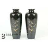 Pair of Japanese Meiji Period Bronze Vases