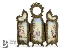 Curious Gilt Brass and Porcelain Miniature Room Screen