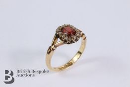 Antique 18ct Gold Garnet and Diamond Ring