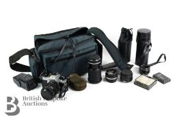 Nikon FG-20 Camera and a Quantity of Lens