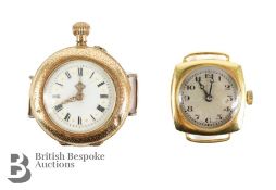 Ladies 14ct Gold Converted Pocket Watch and 18ct Gold Dennison Watch