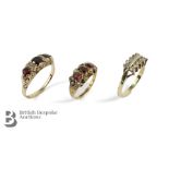 Antique 9ct Gold Garnet and Pearl Ring