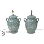 Pair of Celadon Green Lamp Bases