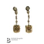 Pair of 19th Century Yellow Gold Diamond Earrings