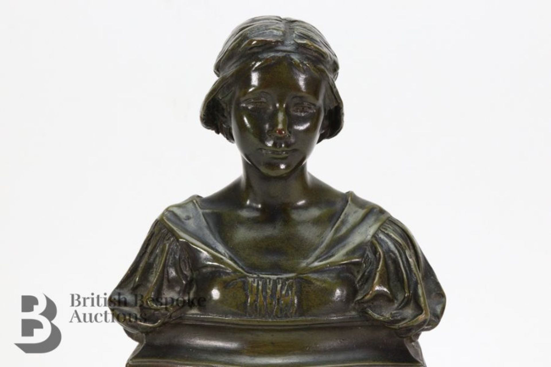 Alfred Drury (1856-1944) Bronze Bust of a Girl - Image 2 of 5