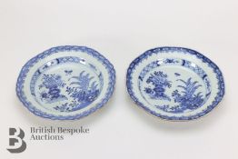 Pair of 19th Century Blue and White Plates