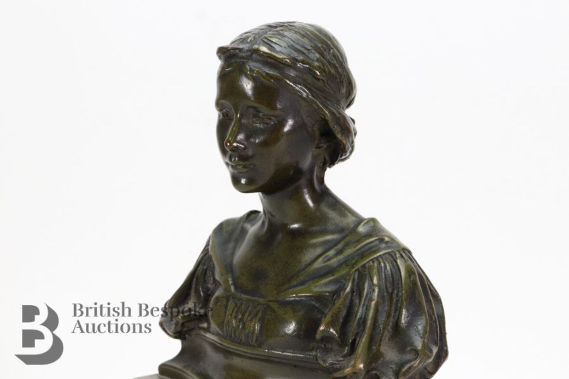 Alfred Drury (1856-1944) Bronze Bust of a Girl - Image 3 of 5