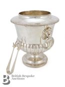Regency-Style Silver Plated Ice Bucket with Tongs