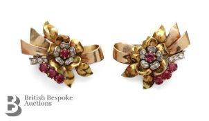 Pair of Diamond and Ruby Earrings - The Late Dame Beryl Grey