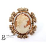 Gold Shell Cameo Brooch