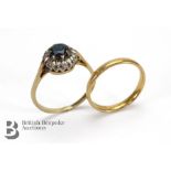18ct Yellow Gold Midnight Blue Sapphire and Diamond Ring
