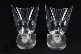 Pair of Late 20th Century Lalique Hirondelle Bookends