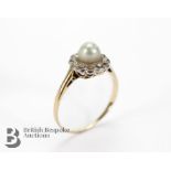 18ct Yellow Gold Diamond and Pearl Ring