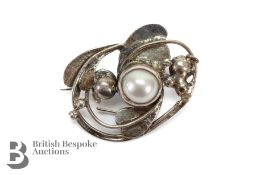 1920's Silver and Mabe Pearl Pendant Brooch