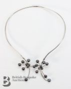 Silver and Black Pearl Necklace