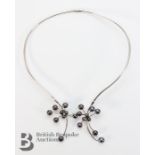 Silver and Black Pearl Necklace