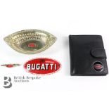 Bugatti Wallet and Radiator Badge & a Bugatti Pin Dish and Tie Slide