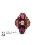 Antique Pink Garnet and Diamond Ring