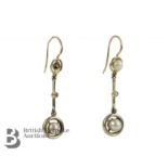 Pair of 19th Century Gold Pearl Drop Earrings