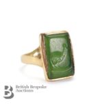 Antique 18ct Yellow Gold Jade Seal Ring