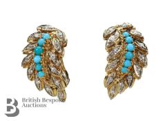 18ct Gold, Turquoise and Diamond Earrings