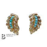 18ct Gold, Turquoise and Diamond Earrings