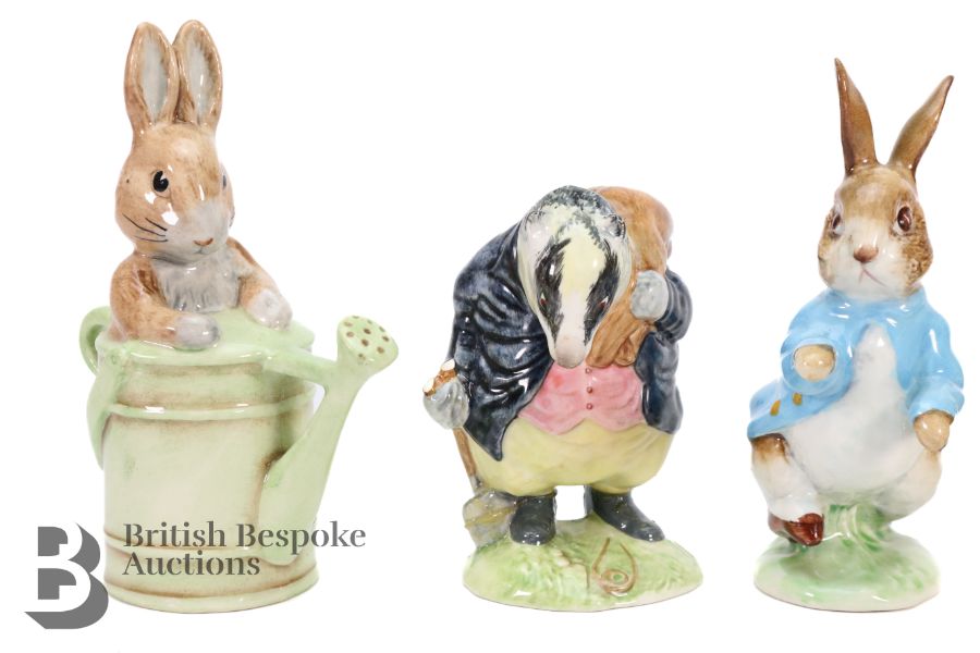 Beswick Beatrix Potter Figurines BP2 Gold Stamped - Image 3 of 9