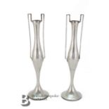 Pair of Attractive Hammered Silver Vases