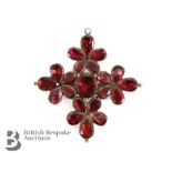 Garnet Cross Pendant Brooch