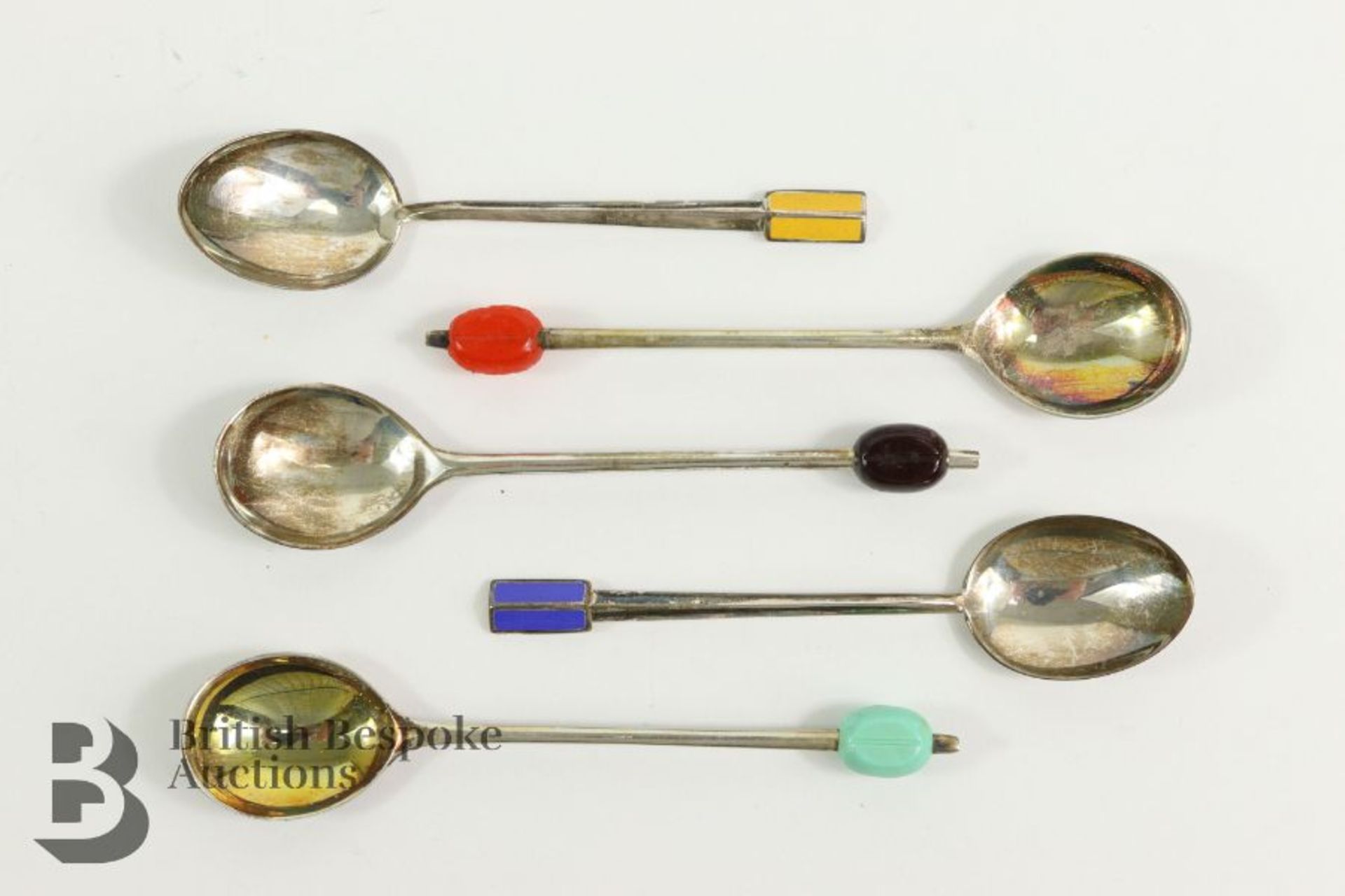 Set of Silver and Enamel Coffee Spoons - Image 3 of 5