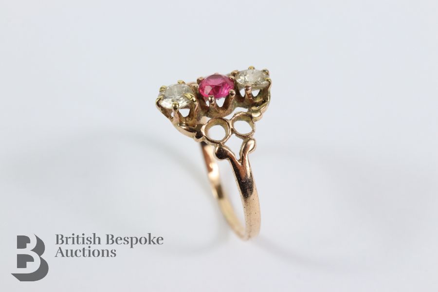 14/15ct Yellow Gold Ruby and Diamond Ring - Image 2 of 2