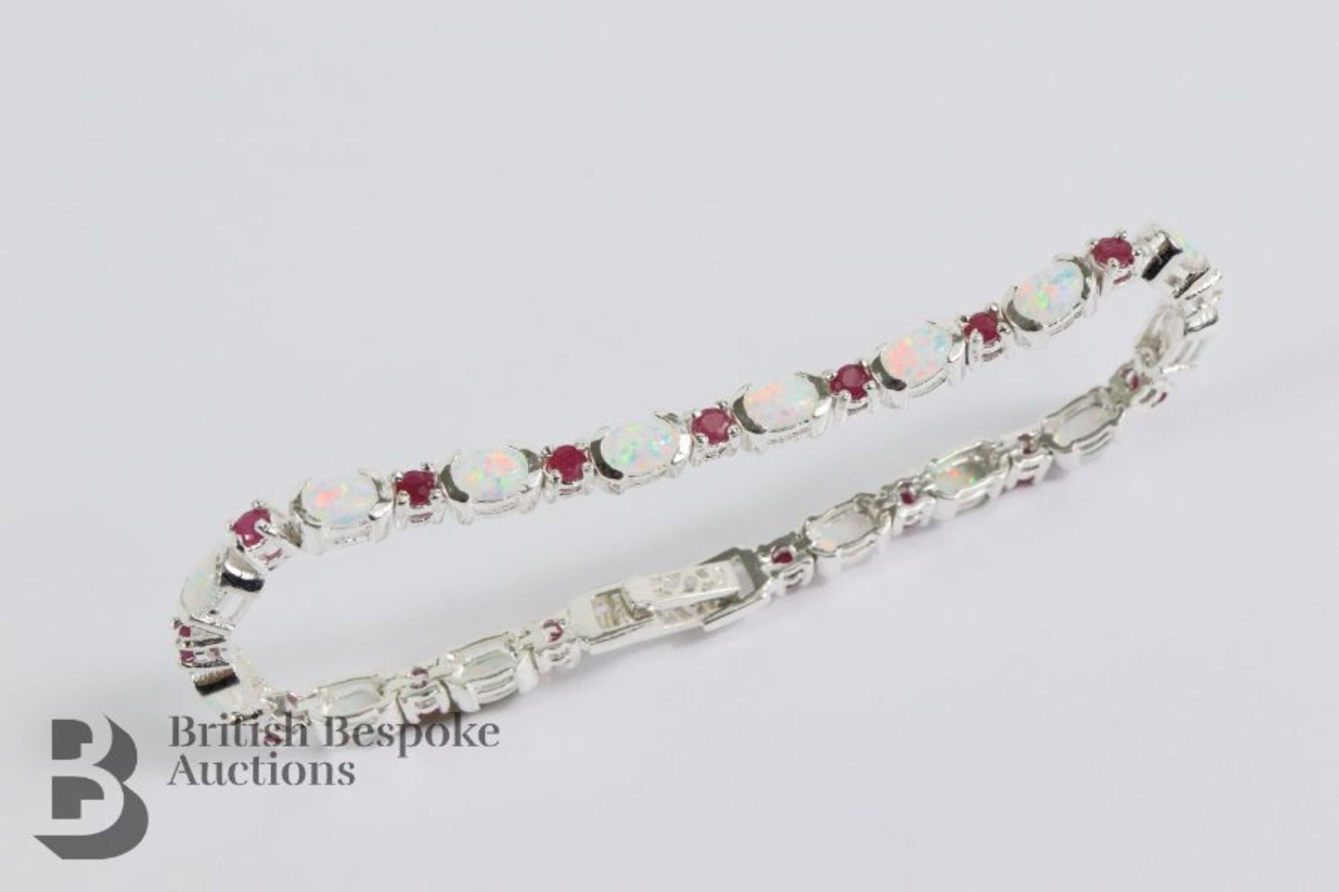 Silver Ruby and Opal Line Bracelet - Image 4 of 4