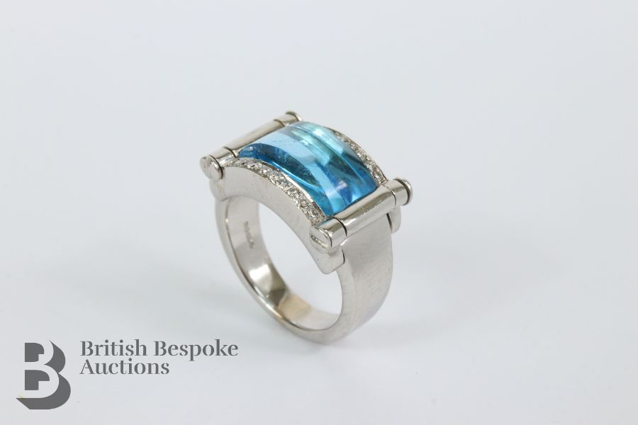 Aquamarine and Diamond Ring - Image 5 of 5