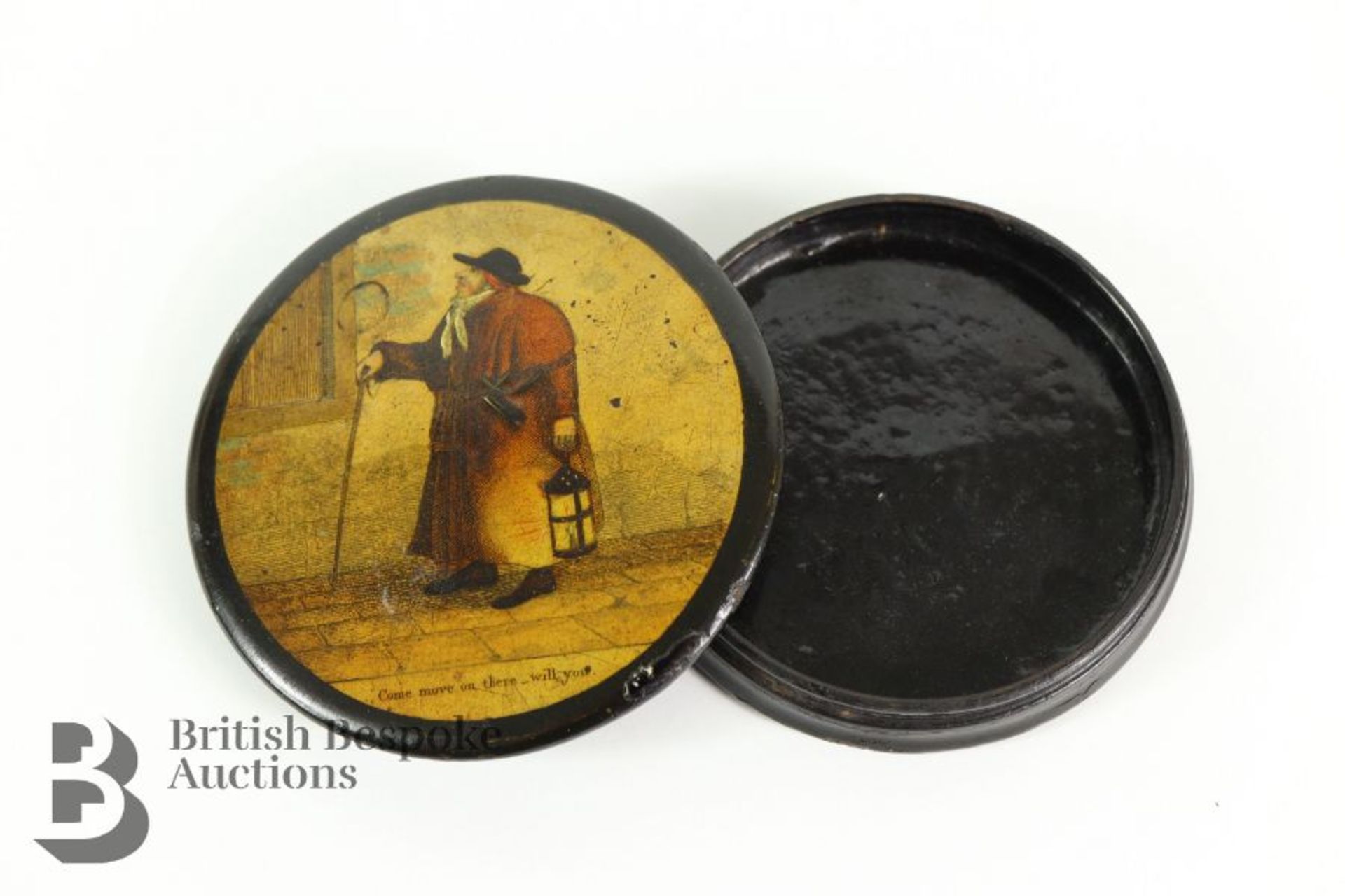 Georgian Black Lacquer Snuff Box - Bild 5 aus 5