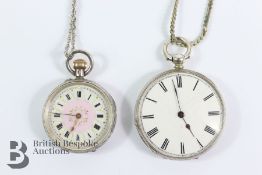 Continental Fine Silver Open Faced Pocket Watch