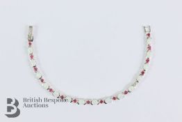 Silver Ruby and Opal Line Bracelet