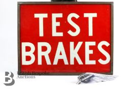 Test Brakes Sign and Car Bonnet Mascot