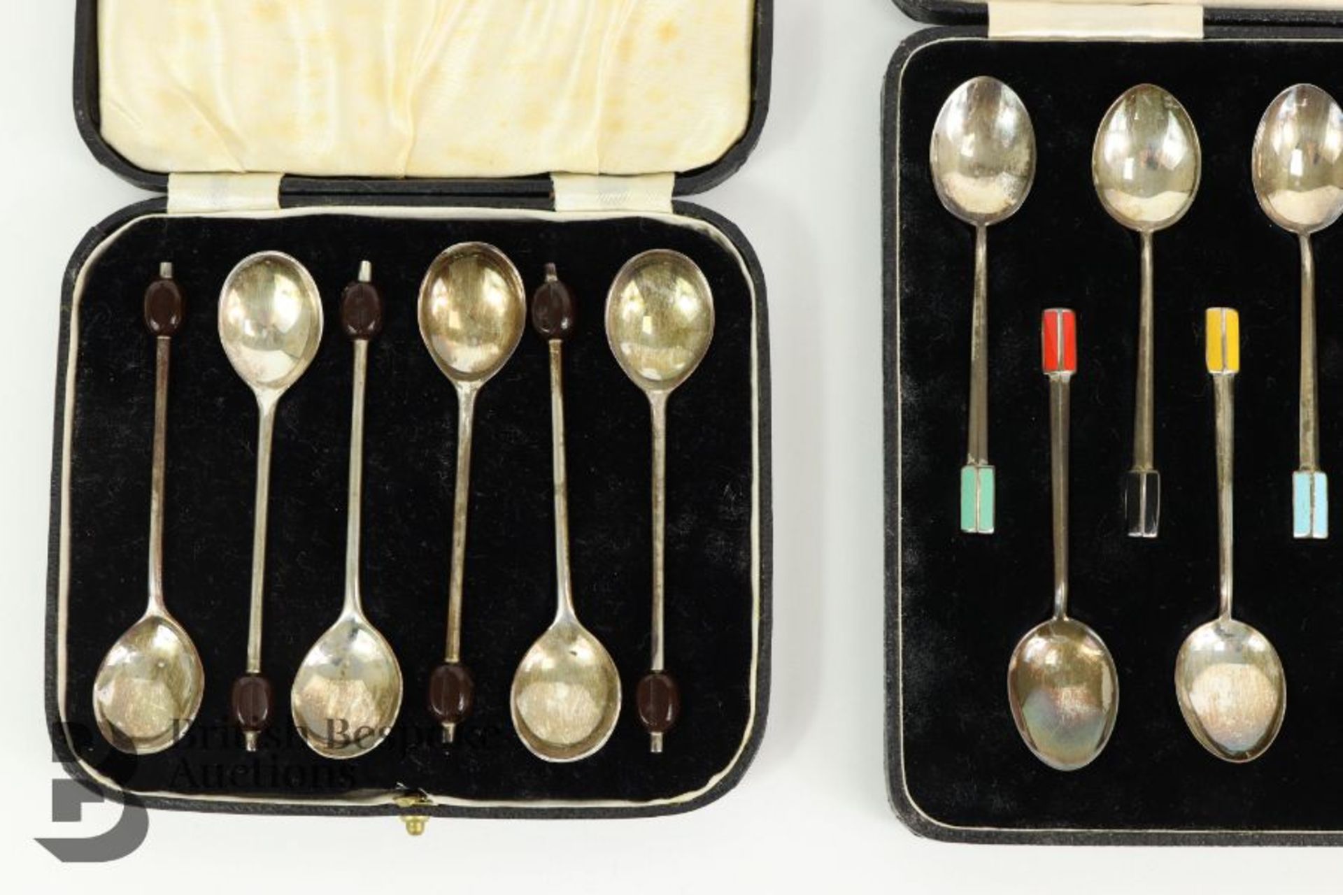 Set of Silver and Enamel Coffee Spoons