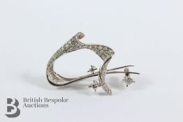 18ct White Gold and Diamond Wave-Form Brooch