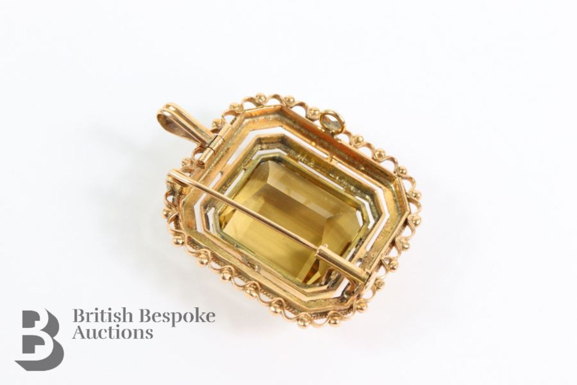 Gold Citrine Pendant Brooch - Image 2 of 3