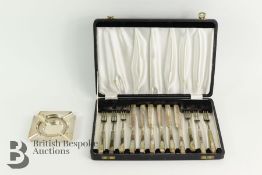 Boxed Set of Silver Fruit Knives and Forks