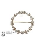 18ct Yellow and White Gold Diamond Laurel Brooch
